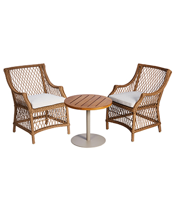 Rattan aluminum bistro set with wood tea table top LYB026431