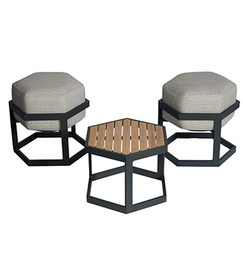 Aluminum stool set for garden with all weather fabric LYD026419