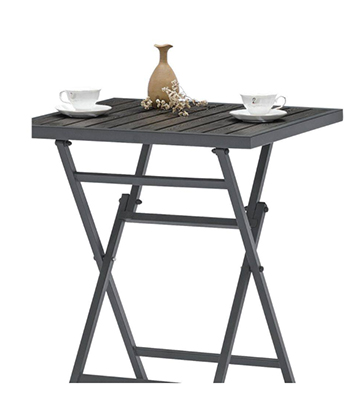 Metal side table with polywood on top for patio use