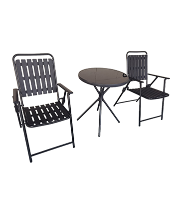 6.KD round tea table metal frame with black glass on top