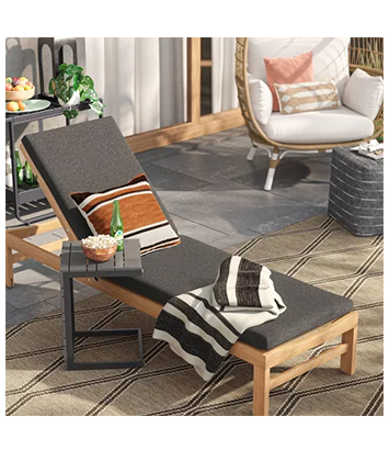 Outdoor&indoor side table for sun lounger metal aluminum with pswood